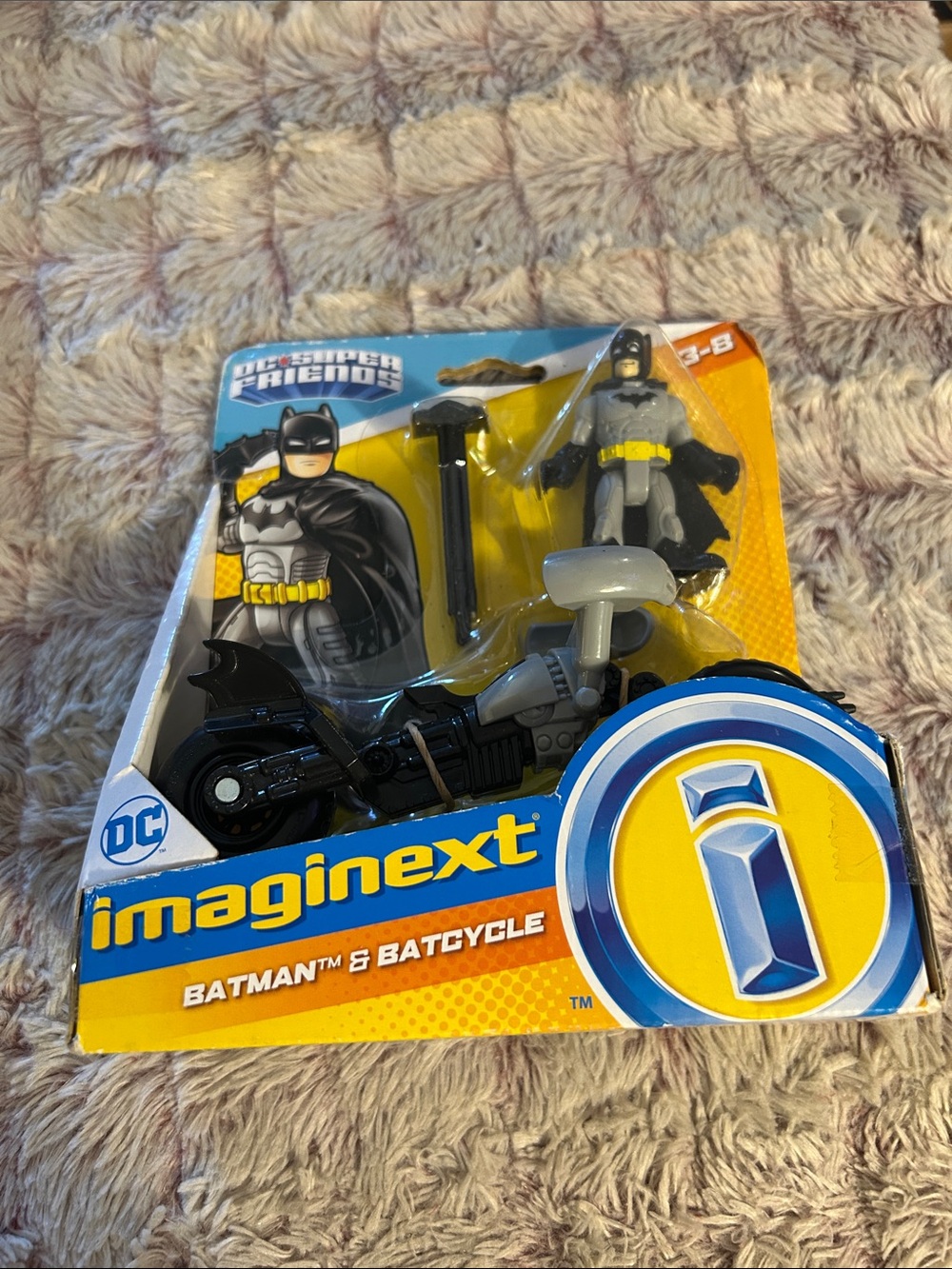 DC Comics Imaginext Batman Figure & Black Batcycle with Yellow Accents